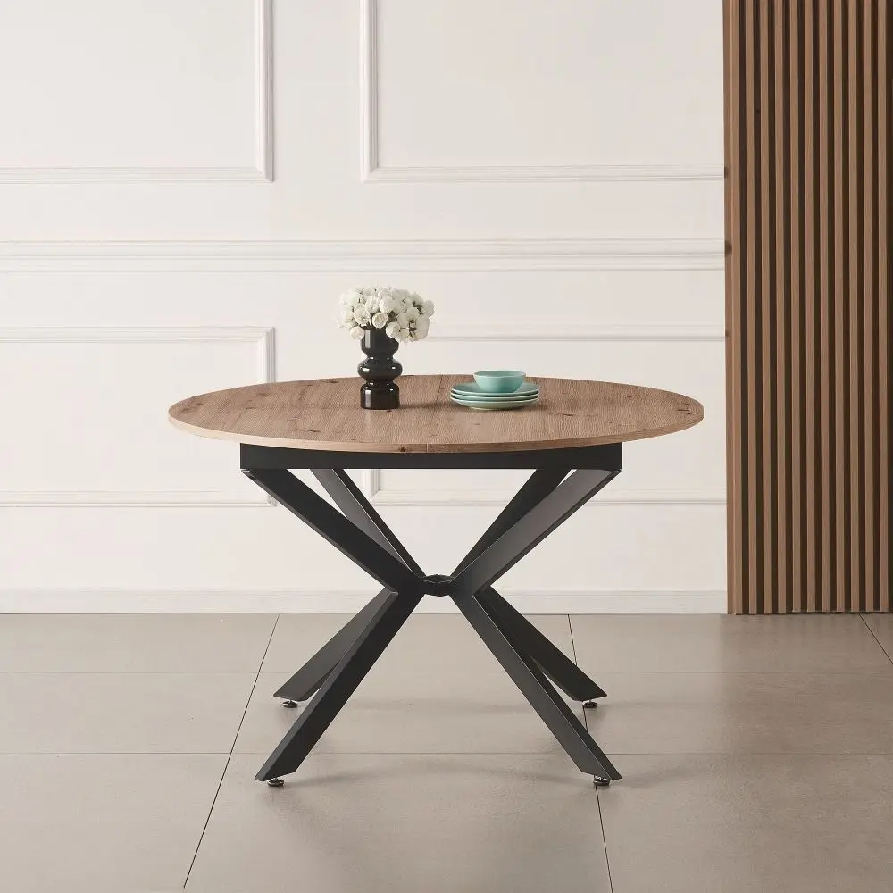 Стол раскладной Tempo Kondela Abero Tip 1 100/140x75 (Artisan Oak/Black)