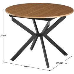 Стол раскладной Tempo Kondela Abero Tip 1 100/140x75 (Light Oak/Black) Thumb