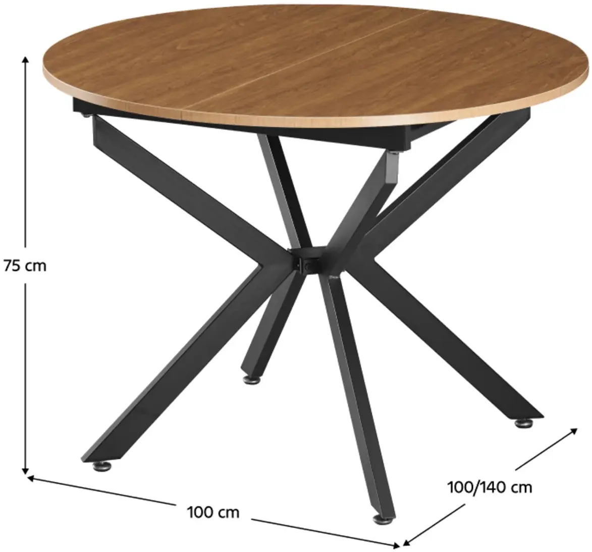 Стол раскладной Tempo Kondela Abero Tip 1 100/140x75 (Light Oak/Black) - 8