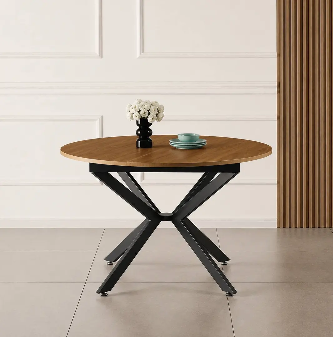 Стол раскладной Tempo Kondela Abero Tip 1 100/140x75 (Light Oak/Black)