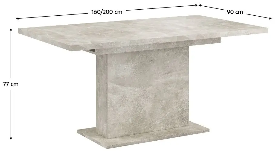 Стол раскладной Tempo Kondela Boba 160/200x90 (Concrete) - 2