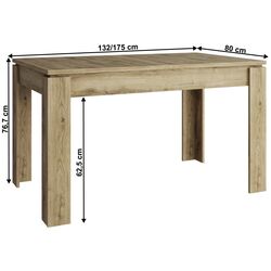 Masa extensibila Tempo Kondela Dorsi 132/175x80 (Navarra Oak) Thumb