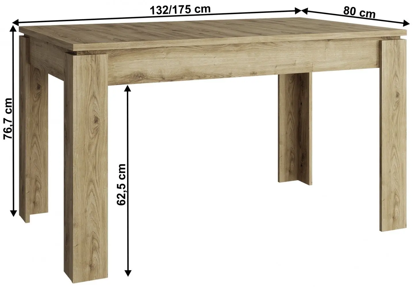 Masa extensibila Tempo Kondela Dorsi 132/175x80 (Navarra Oak)