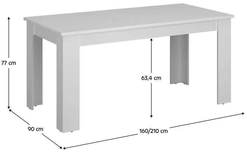 Masa extensibila Tempo Kondela Erodin 160/210x90 (White) - 3