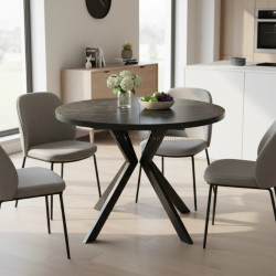 Стол раскладной Tempo Kondela Lukos 100/250x75.5 (Dark Concrete/Black)