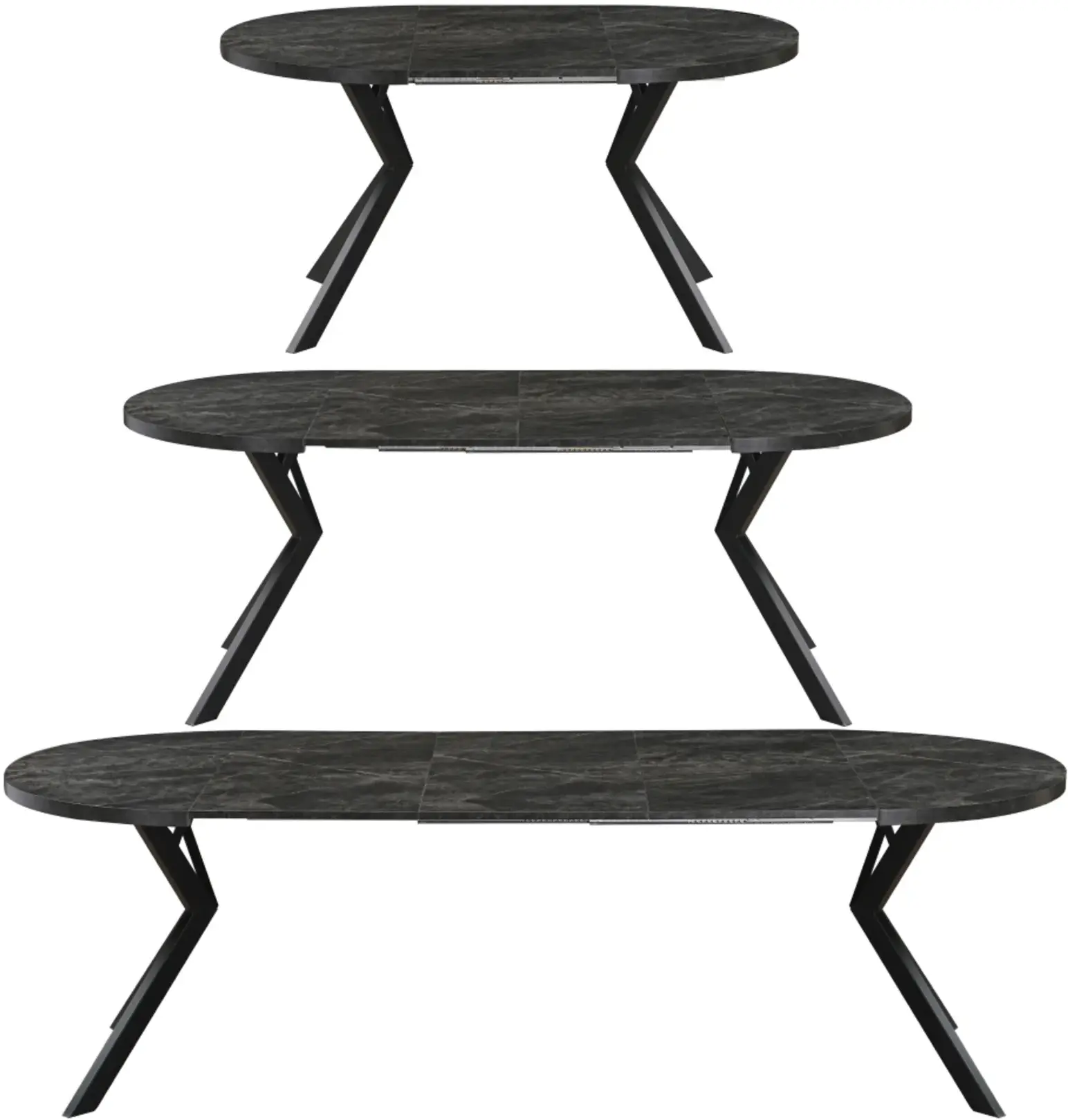 Стол раскладной Tempo Kondela Lukos 100/250x75.5 (Dark Concrete/Black) - 4