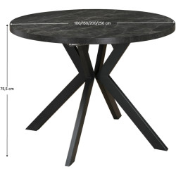 Стол раскладной Tempo Kondela Lukos 100/250x75.5 (Dark Concrete/Black) Thumb