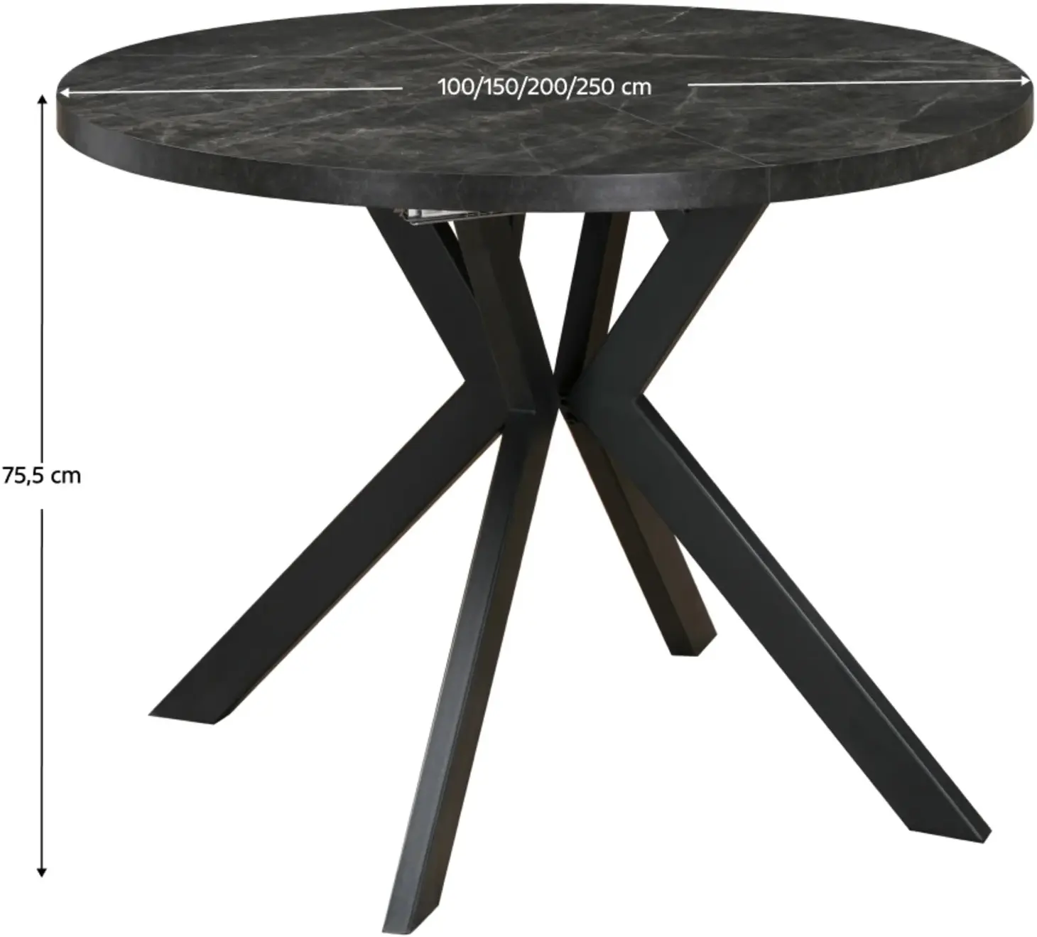 Стол раскладной Tempo Kondela Lukos 100/250x75.5 (Dark Concrete/Black) - 5