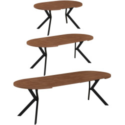 Стол раскладной Tempo Kondela Lukos 100/250x75.5 (Dark Oak/Black) Thumb
