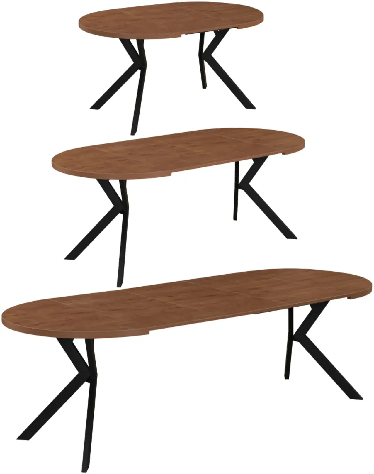 Стол раскладной Tempo Kondela Lukos 100/250x75.5 (Dark Oak/Black) - 3