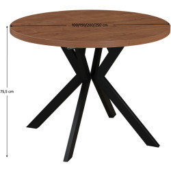 Стол раскладной Tempo Kondela Lukos 100/250x75.5 (Dark Oak/Black) Thumb