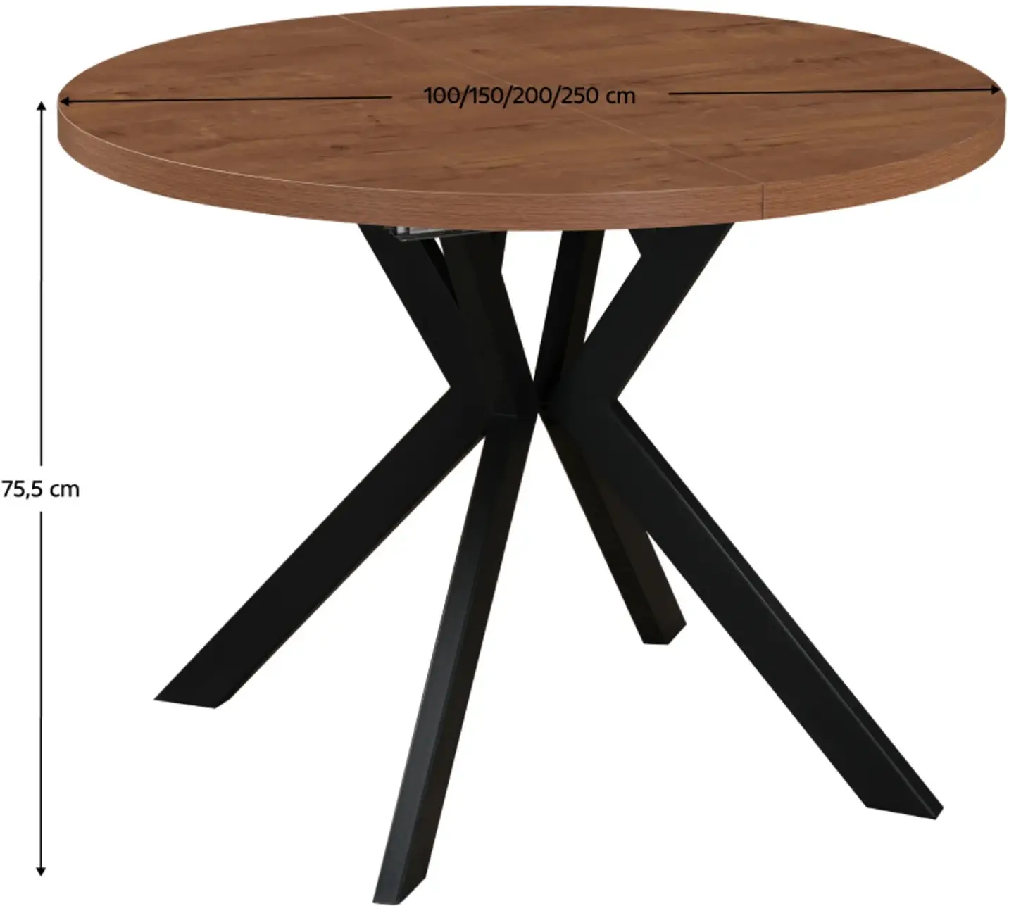 Стол раскладной Tempo Kondela Lukos 100/250x75.5 (Dark Oak/Black) - 4