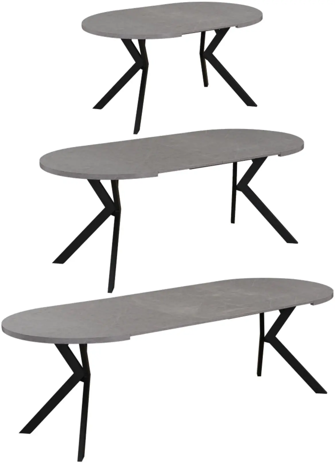 Стол раскладной Tempo Kondela Lukos 100/250x75.5 (Light Concrete/Black) - 3
