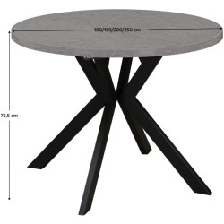 Стол раскладной Tempo Kondela Lukos 100/250x75.5 (Light Concrete/Black) Thumb