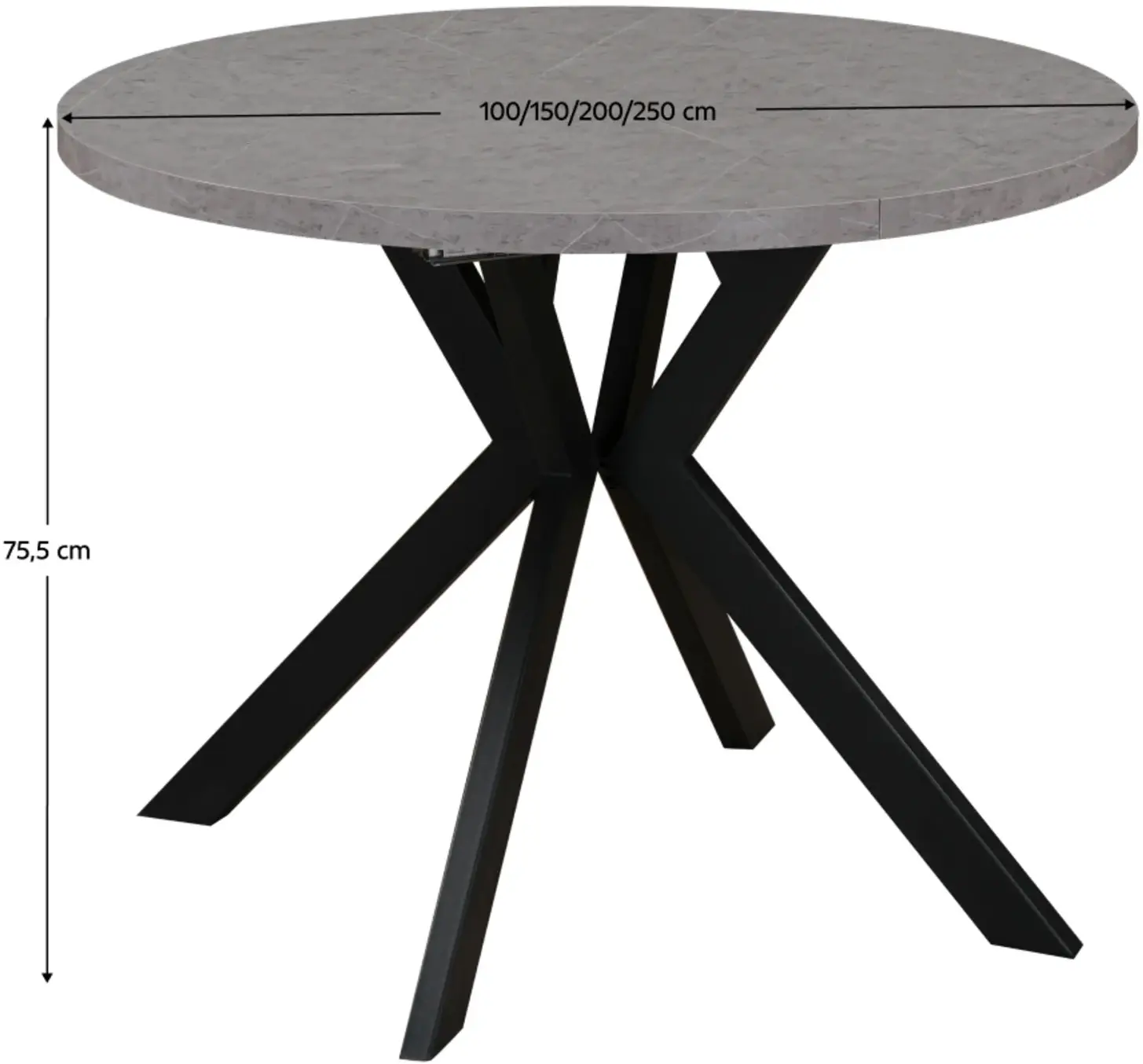 Стол раскладной Tempo Kondela Lukos 100/250x75.5 (Light Concrete/Black) - 4