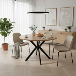 Стол раскладной Tempo Kondela Lukos 100/250x75.5 (Light Oak/Black)