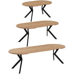 Стол раскладной Tempo Kondela Lukos 100/250x75.5 (Light Oak/Black) Thumb