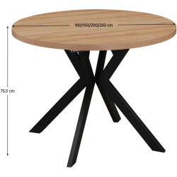 Стол раскладной Tempo Kondela Lukos 100/250x75.5 (Light Oak/Black) Thumb