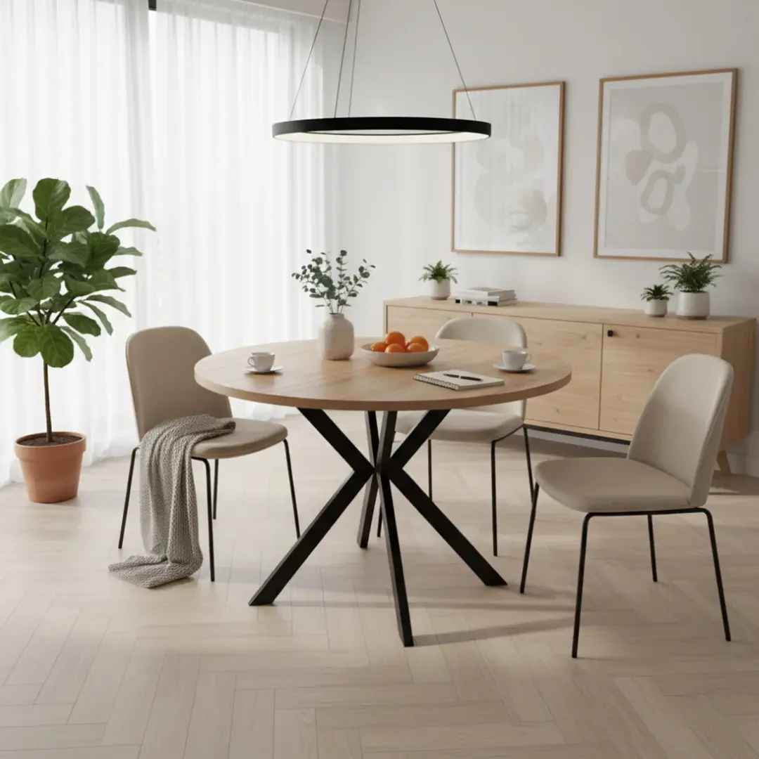 Стол раскладной Tempo Kondela Lukos 100/250x75.5 (Light Oak/Black)