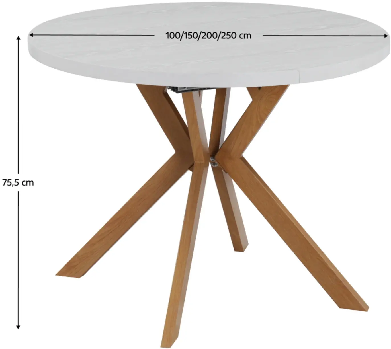 Стол раскладной Tempo Kondela Lukos 100/250x75.5 (Oak/White) - 5