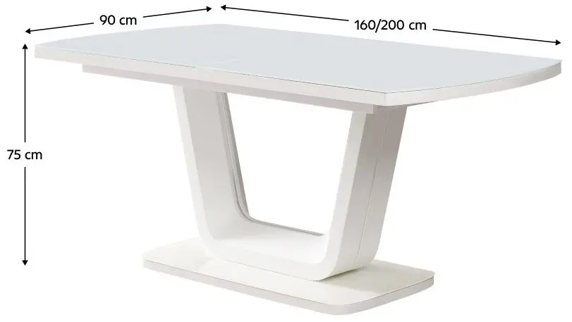 Masa extensibila Tempo Kondela Olav 160/200x90 (White Gloss)