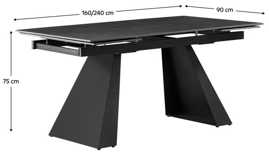 Masa extensibila Tempo Kondela Salal 160/240x90 (Graphite/Black)