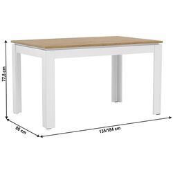 Стол раскладной Tempo Kondela Vilgo 135/184x86 (Wotan Oak/White) Thumb