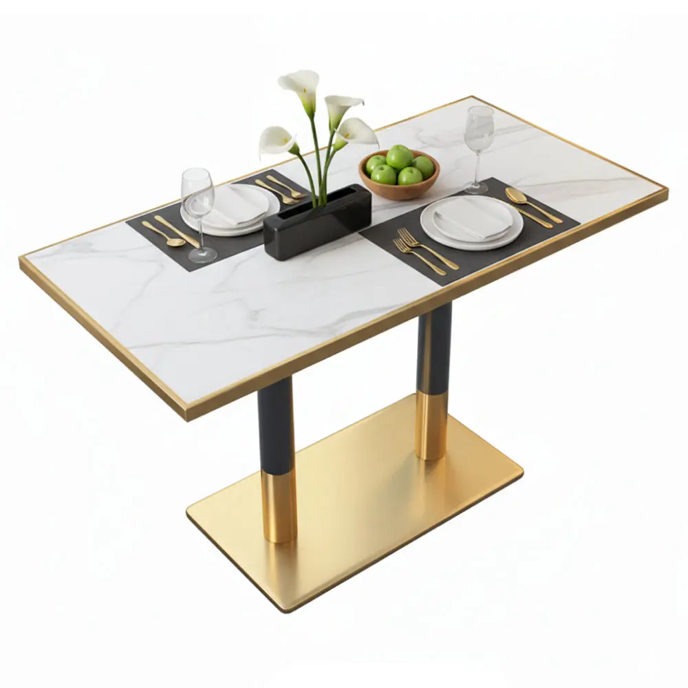 Masa Tempo Kondela Darian 120x70 (White Marble/Gold) - 3