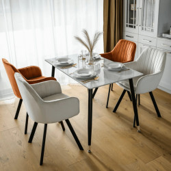 Стол Tempo Kondela Florenc Tip 1 121x71 (White Marble/Black)