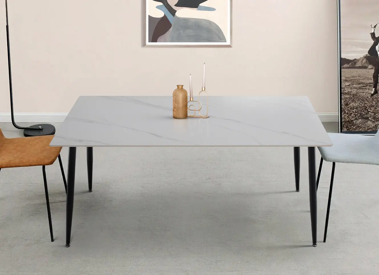 Masa Tempo Kondela Florenc Typ 2 (White Marble/Black)