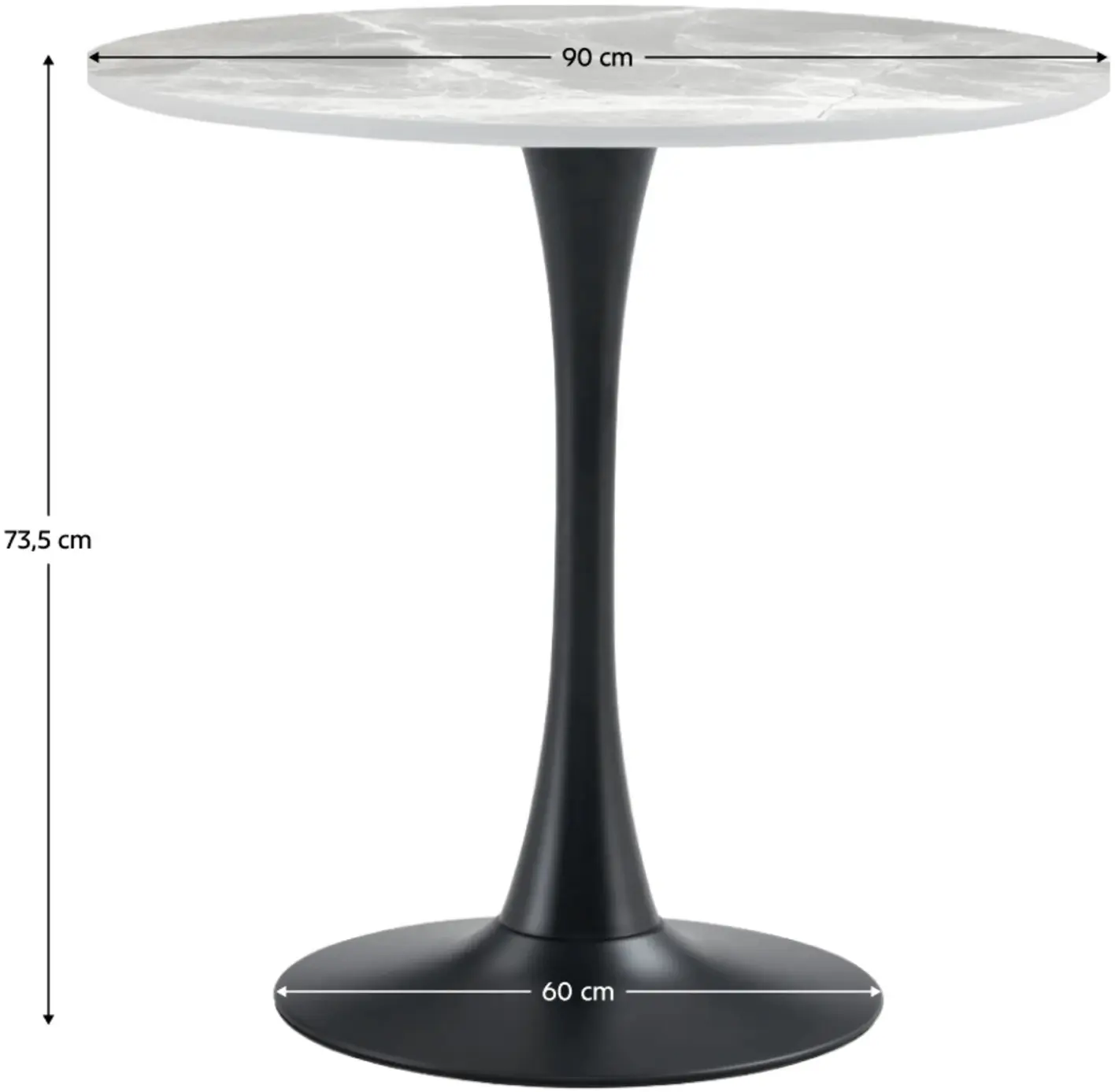 Стол Tempo Kondela Lorian Typ 1 90 (Grey Marble/Black) - 4