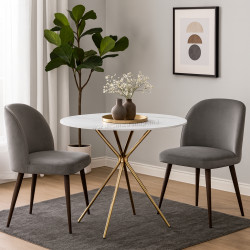 Masa Tempo Kondela Mekner (White Marble/Gold)