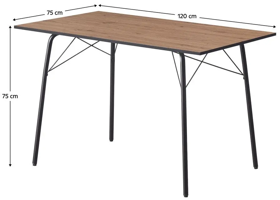 Masa Tempo Kondela Nalak Tip 2 120x75 (Artisan Oak/Black)