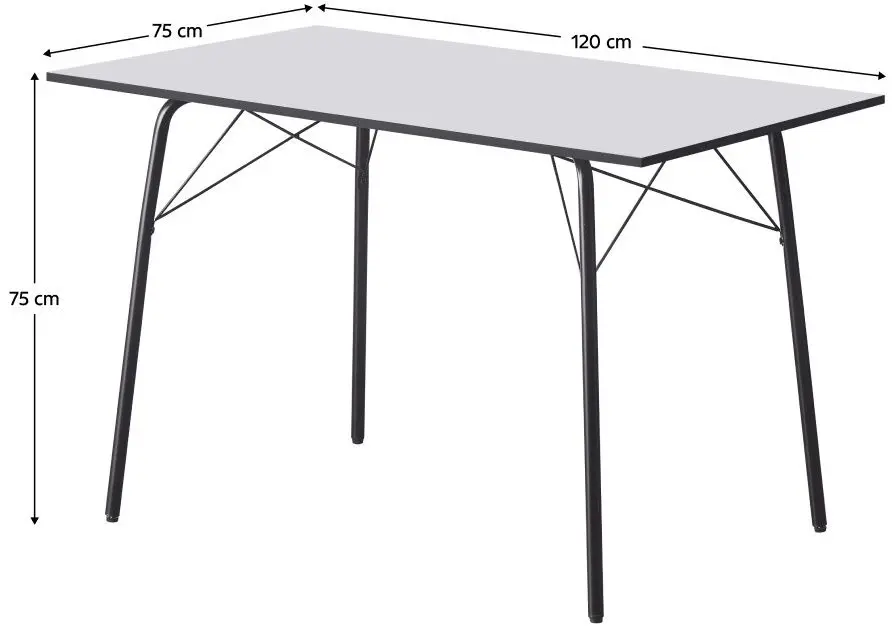 Masa Tempo Kondela Nalak Tip 2 120x75 (White/Black)