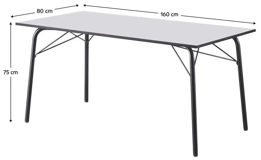 Masa Tempo Kondela Nalak Tip 3 160x80x75 (White/Black)