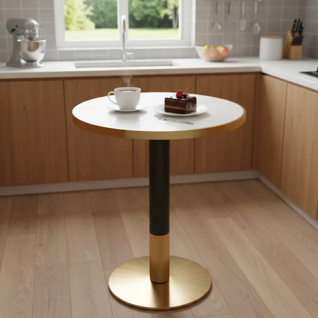 Стол Tempo Kondela Oren 80 (White Marble/Gold)