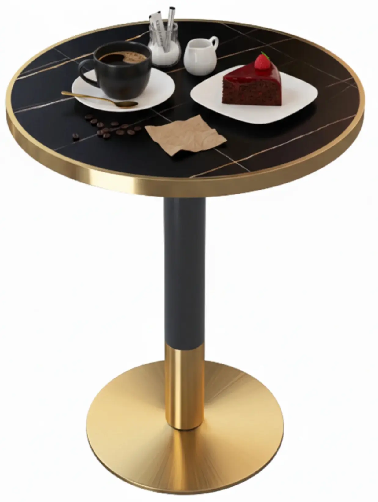 Стол Tempo Kondela Oren 80см (Black/Gold) - 4