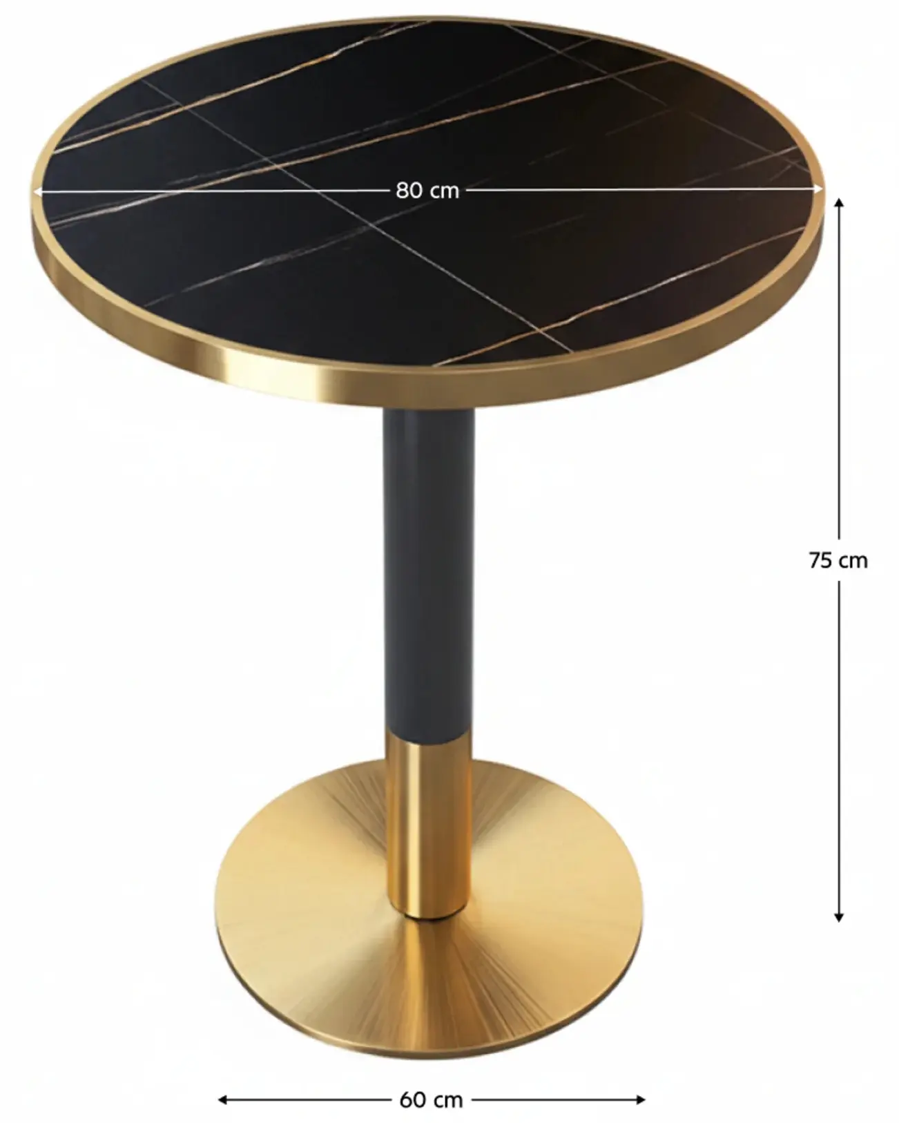 Стол Tempo Kondela Oren 80см (Black/Gold) - 5