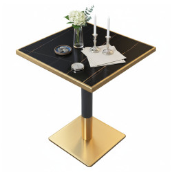 Стол Tempo Kondela Preston 70x70 (Black Marble/Gold) Thumb