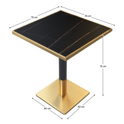 Стол Tempo Kondela Preston 70x70 (Black Marble/Gold) Thumb