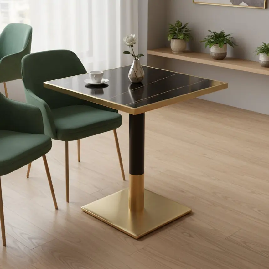 Стол Tempo Kondela Preston 70x70 (Black Marble/Gold)