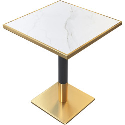 Masa Tempo Kondela Preston 70x70 (White Marble/Gold) Thumb