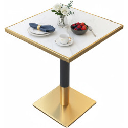 Masa Tempo Kondela Preston 70x70 (White Marble/Gold) Thumb