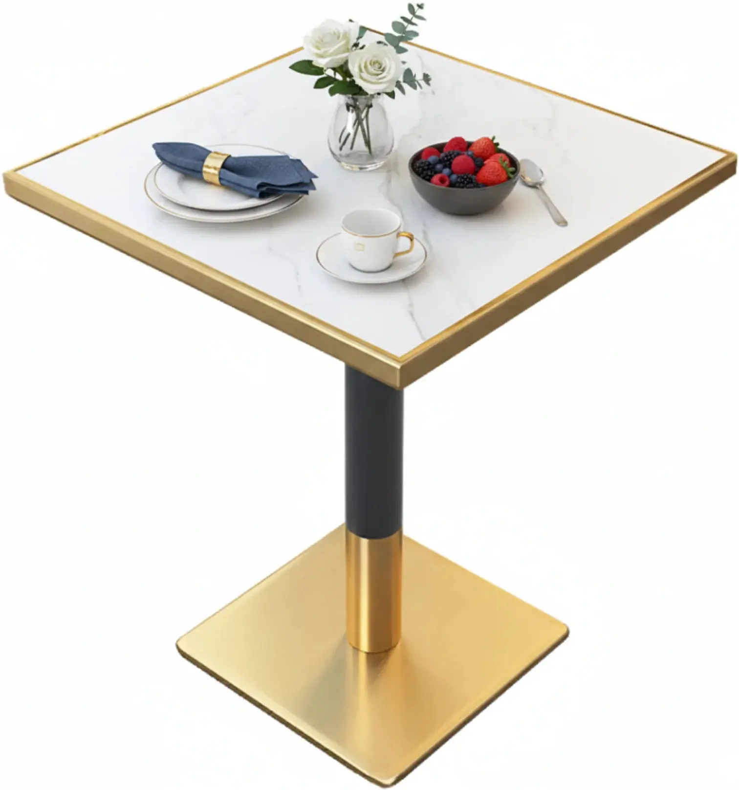 Masa Tempo Kondela Preston 70x70 (White Marble/Gold) - 3