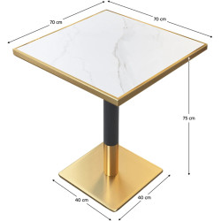 Masa Tempo Kondela Preston 70x70 (White Marble/Gold) Thumb