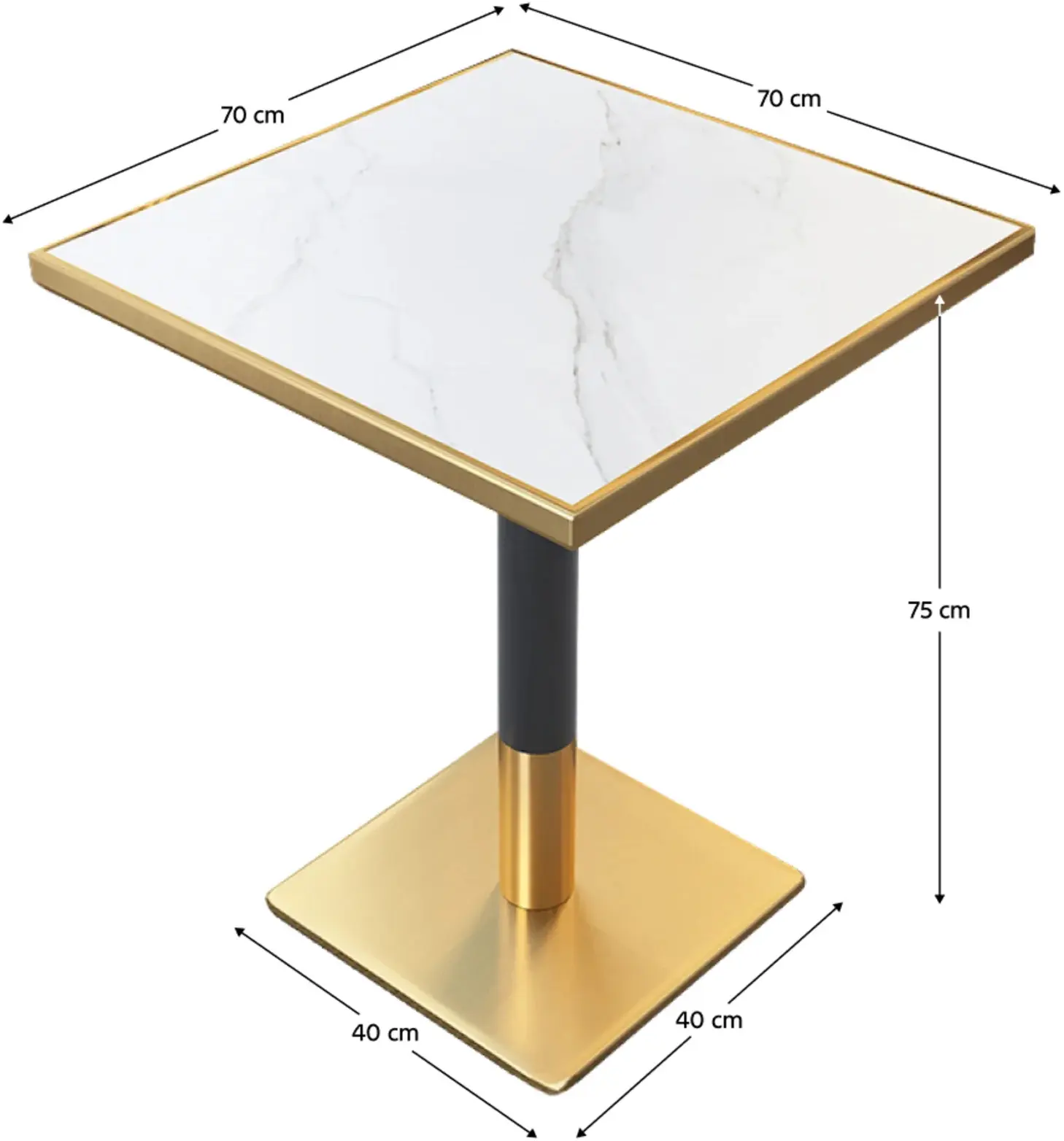 Masa Tempo Kondela Preston 70x70 (White Marble/Gold) - 4