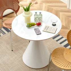 Стол Tempo Kondela Valer 80 (White Marble/White) Thumb