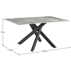 Masa Tempo Kondela Zenos 160x90 (Light Grey/Black) Thumb