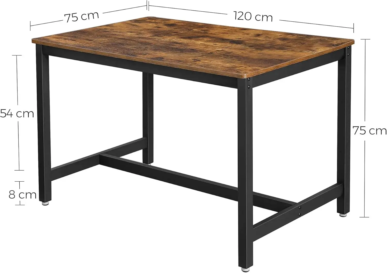 Стол Vasagle KDT75X 120x75 (Rustic Brown/Black) - 6
