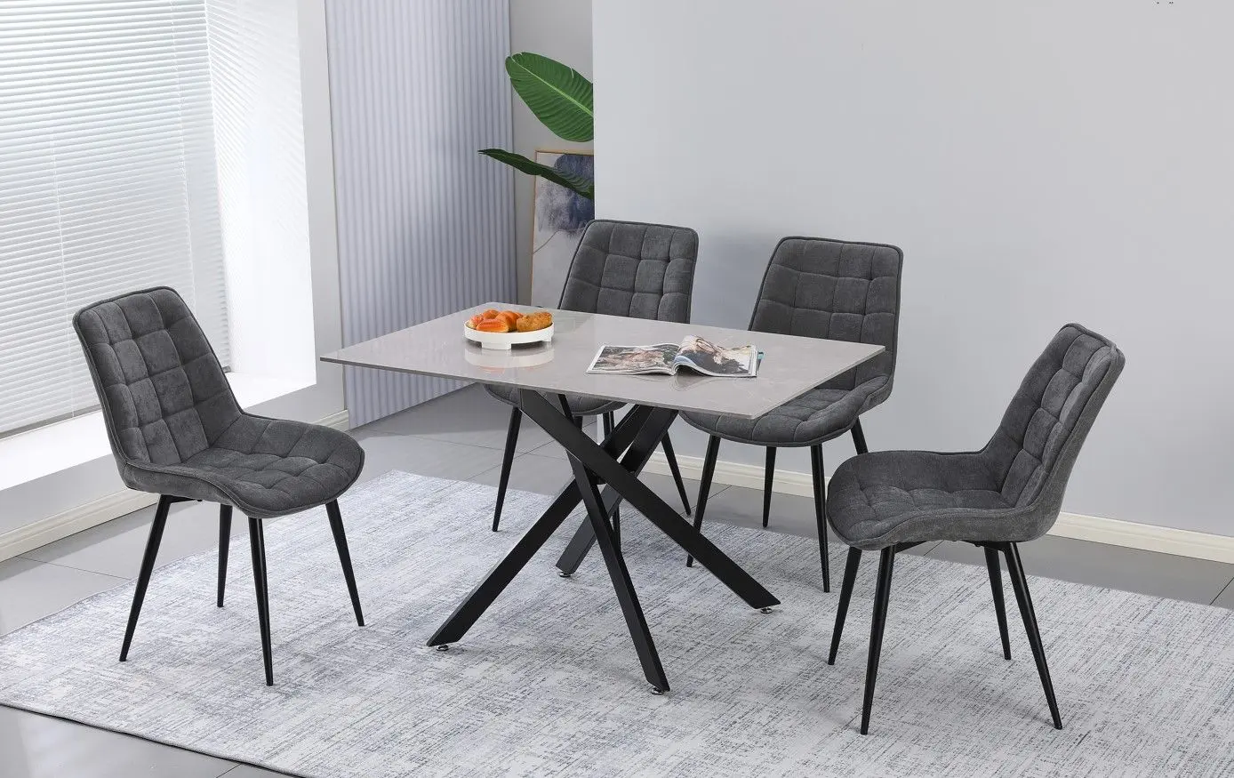 Стол Yasen DT-2423 Ice Island Jade (Серый/Черный)